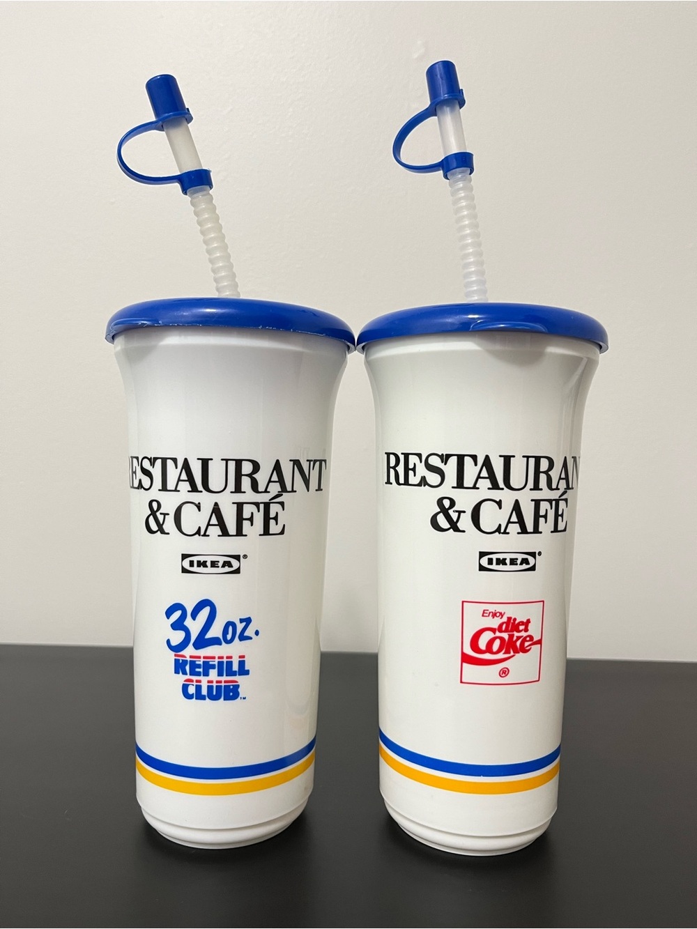 IKEA Restaurant & Café 32oz Refill Club White with Blue Lid - Whirley Industries